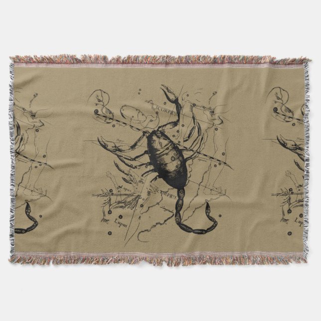 Scorpio Constellation Hevelius 1690 Decor Throw Blanket (Front)