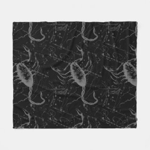Scorpio Constellation Hevelius 1690 on Black Fleece Blanket