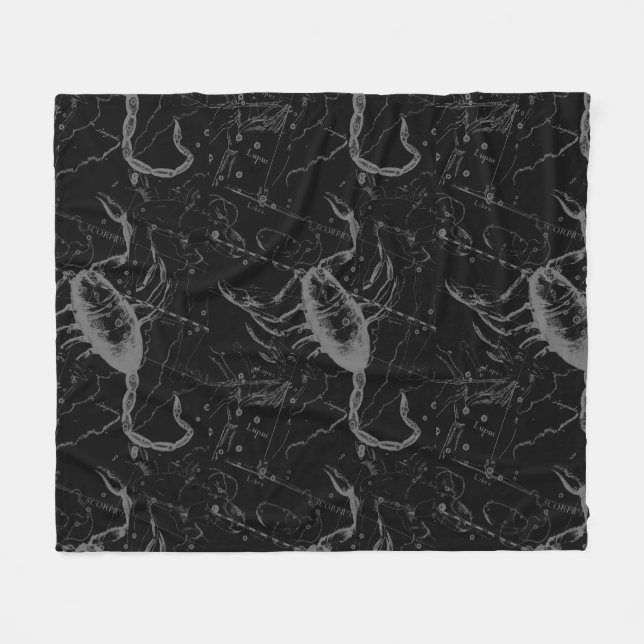 Scorpio Constellation Hevelius 1690 on Black Fleece Blanket (Front (Horizontal))