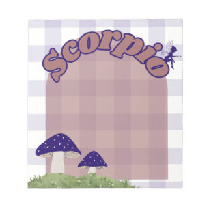 Scorpio Cottagecore Whimsical Fairy Mushroom Art Notepad