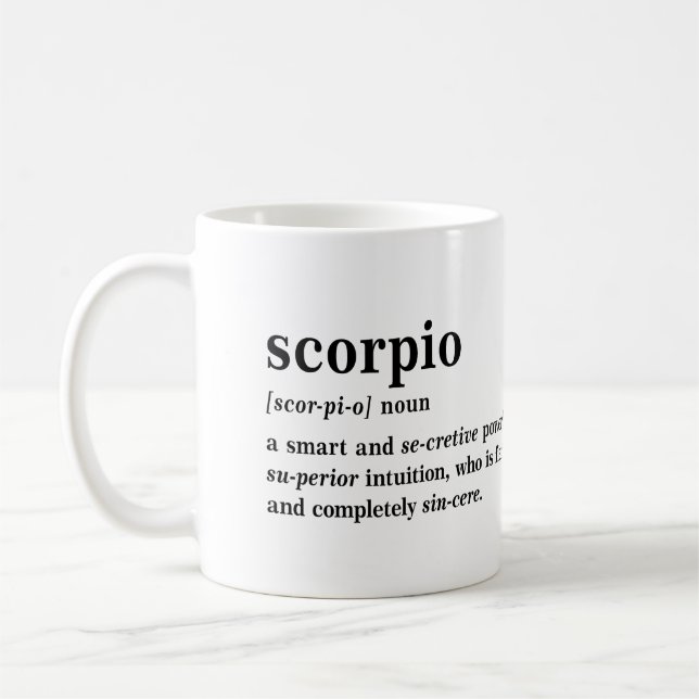 Scorpio Definition Aesthetic Astrology Gift Coffee Mug (Left)