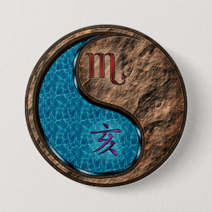 Scorpio & Earth Boar 3 Inch Round Button