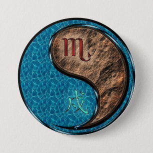 Scorpio & Earth Dog 3 Inch Round Button