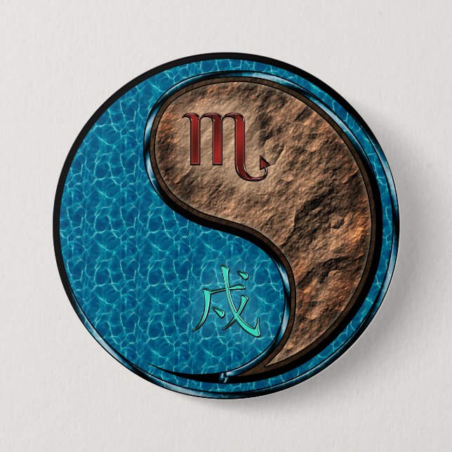 Scorpio & Earth Dog 3 Inch Round Button (Front)