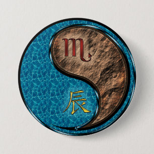 Scorpio & Earth Dragon 3 Inch Round Button
