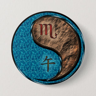 Scorpio & Earth Horse 3 Inch Round Button