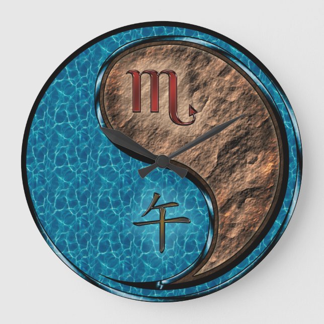Scorpio & Earth Horse Large Clock (Front)