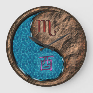 Scorpio & Earth Rooster Large Clock