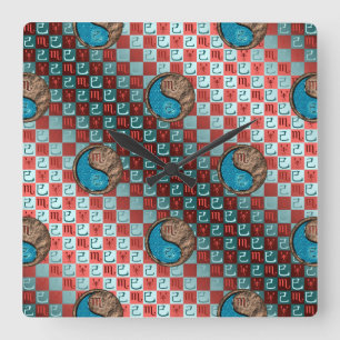 Scorpio & Earth Snake Square Wall Clock