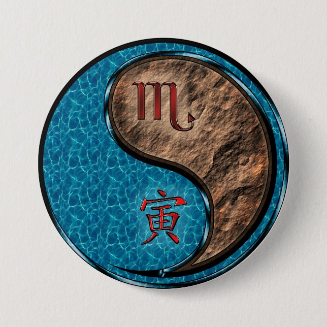 Scorpio & Earth Tiger 3 Inch Round Button (Front)