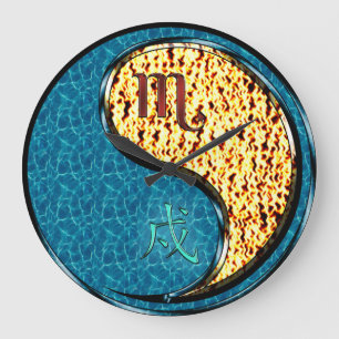 Scorpio & Fire Dog Large Clock