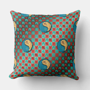 Scorpio & Fire Dog Throw Pillow