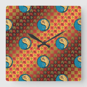 Scorpio & Fire Horse Square Wall Clock