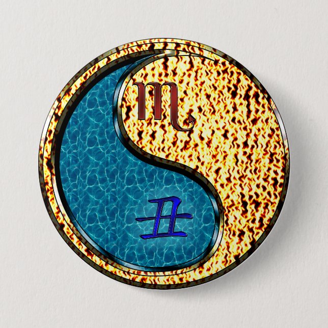 Scorpio & Fire Ox 3 Inch Round Button (Front)