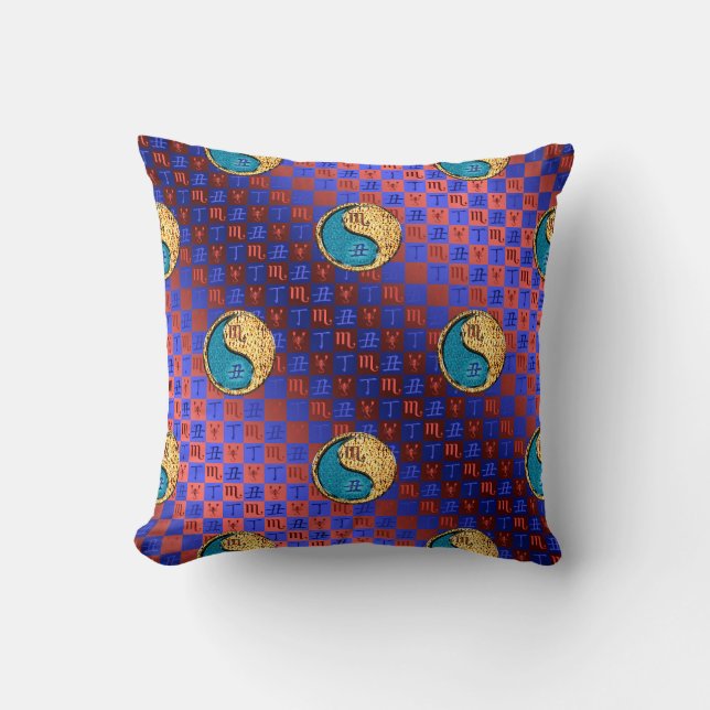 Scorpio & Fire Ox Throw Pillow (Front)