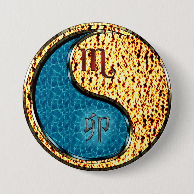 Scorpio & Fire Rabbit 3 Inch Round Button (Front)