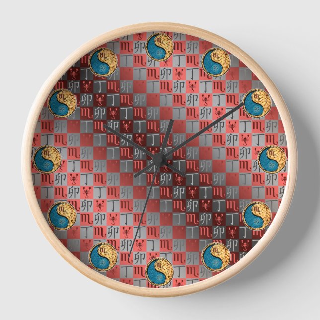 Scorpio & Fire Rabbit Clock (Front)
