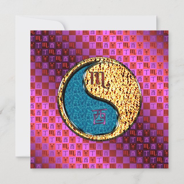Scorpio & Fire Rooster Card (Front)