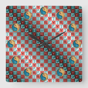 Scorpio & Fire Snake Square Wall Clock