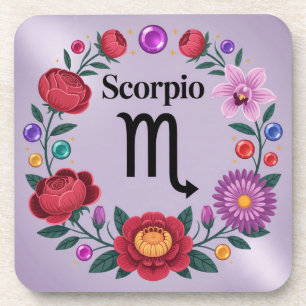 Scorpio Flowers Gems Coaster Set