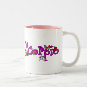 Scorpio Flowers Two-Tone Coffee Mug