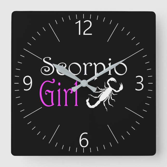Scorpio girl square wall clock (Front)