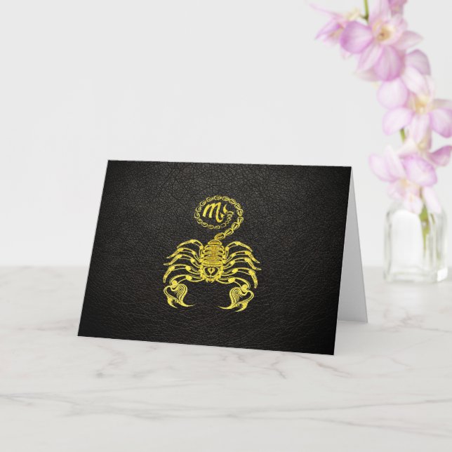 Scorpio Gold on Leather Card (Orchid)