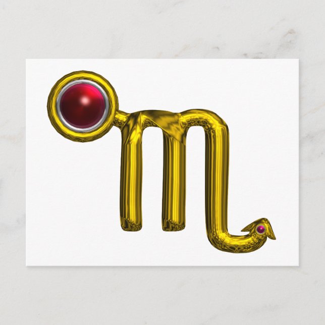 SCORPIO / GOLD ZODIAC BIRTHDAY JEWEL POSTCARD (Front)
