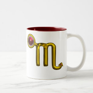 SCORPIO,GOLD ZODIAC BIRTHDAY SIGN WITH GEMSTONE Two-Tone COFFEE MUG