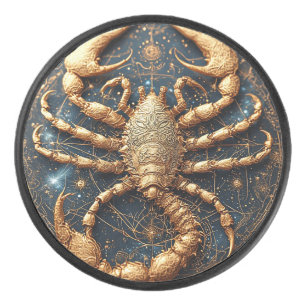 🦂 Scorpio Golden Mandala Hockey Puck Zodiac Gift 