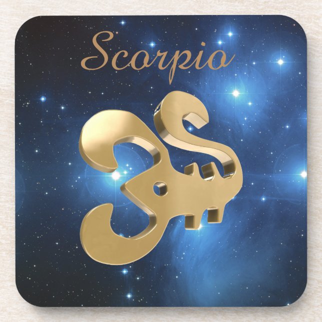Scorpio golden sign coaster (Front)