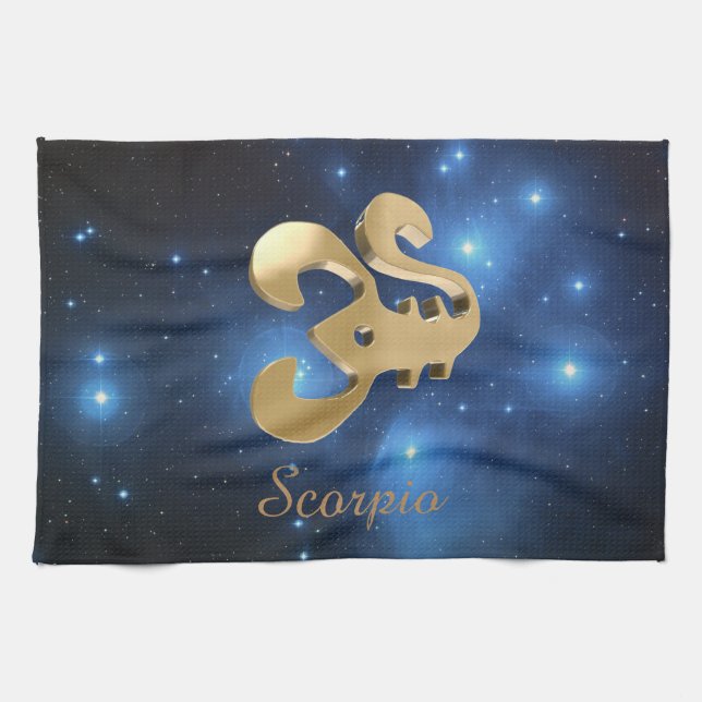 Scorpio golden sign kitchen towel (Horizontal)