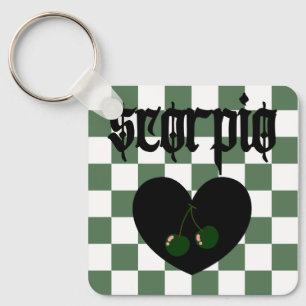 Scorpio Gothic Aesthetic Chequered Cherry Design Keychain