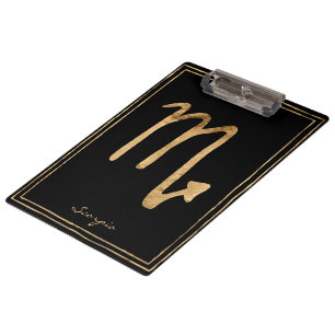 Scorpio hammered gold stylized astrology symbol clipboard