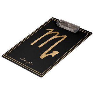 Scorpio hammered gold stylized astrology symbol  clipboard