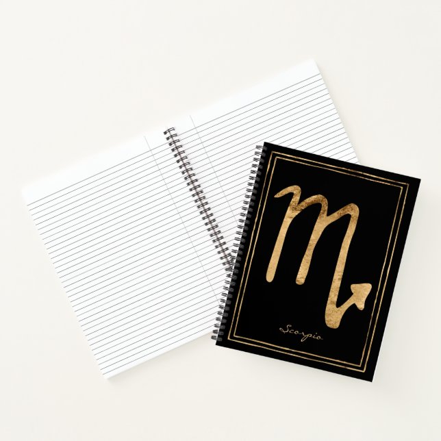 Scorpio hammered gold stylized astrology symbol no notebook (Inside)