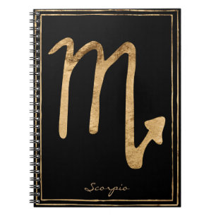 Scorpio hammered gold stylized astrology symbol notebook