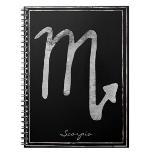 Scorpio hammered silver stylized astrology symbol notebook