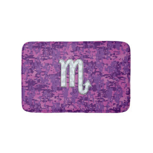 Scorpio Horoscope Sign on Pink Digital Camo Bath Mat