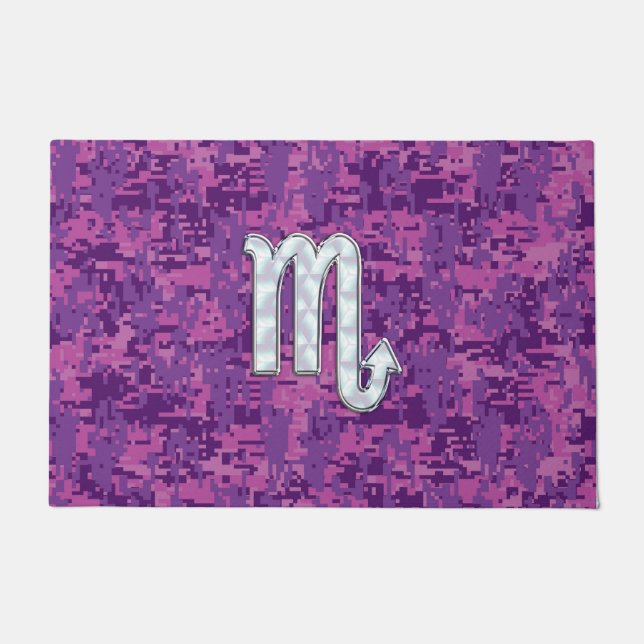 Scorpio Horoscope Sign on Pink Digital Camo Doormat (Front)