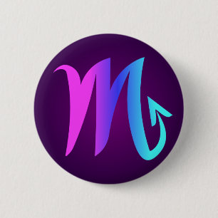 Scorpio Horoscope Sign Pink Blue Aqua Purple 2 Inch Round Button