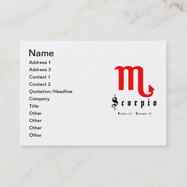 Scorpio, Horoscope, zodiac, astrology Business Card (Front)