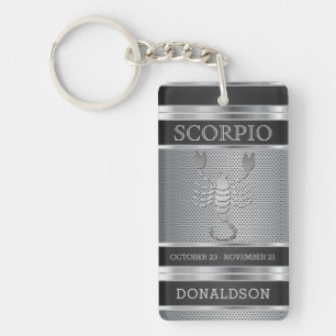 Scorpio ♏ in Black and Silver Mesh Keychain