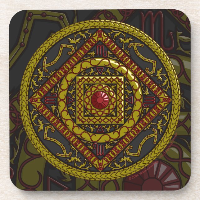 Scorpio Mandala Square Coaster (Front)