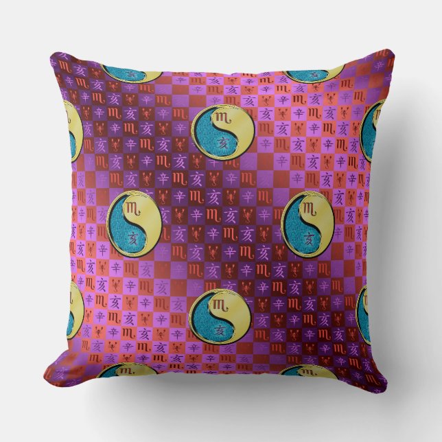 Scorpio & Metal Boar Throw Pillow (Front)