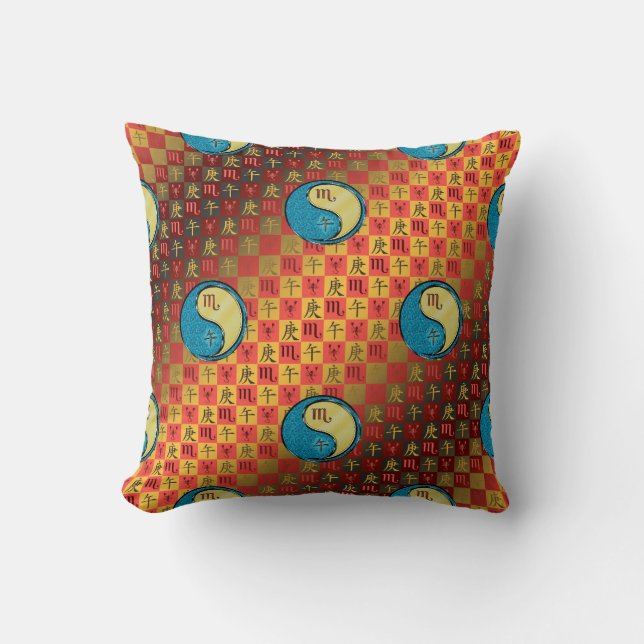 Scorpio & Metal Horse Throw Pillow (Front)