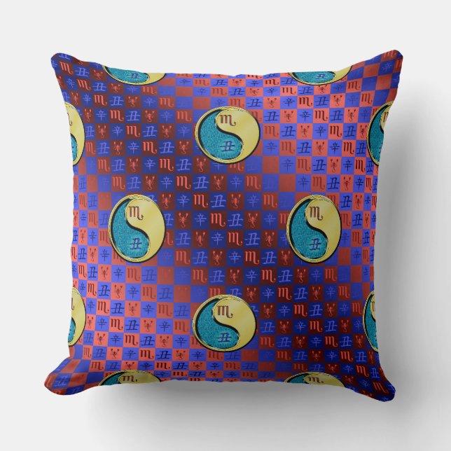 Scorpio & Metal Ox Throw Pillow (Front)