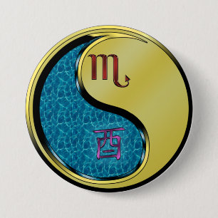 Scorpio & Metal Rooster 3 Inch Round Button