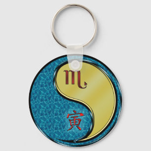 Scorpio & Metal Tiger Keychain