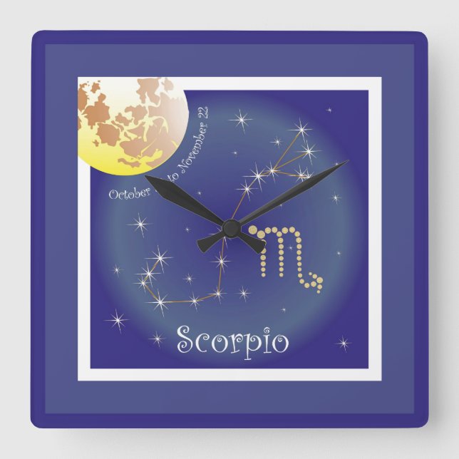 Scorpio October 24 to November 22 Uhr Square Wall Clock (Front)